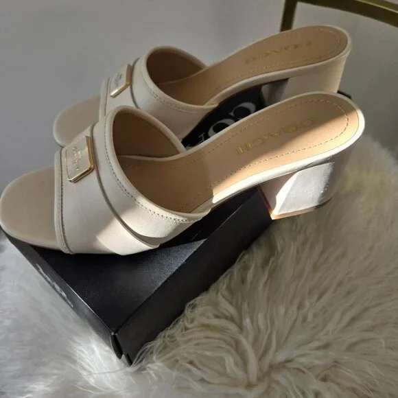 Coach Marcey leather heel sandal slide BRAND NEW! size 9 - Picture 9 of 14